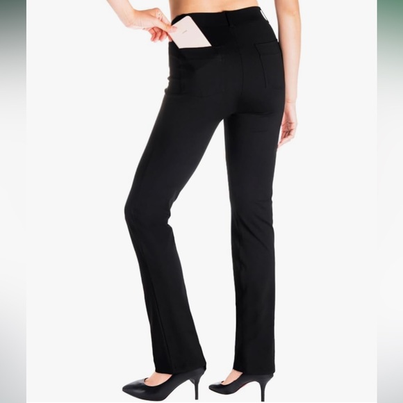 Yogipace black pull on pants with button detail back pockets and belt loops XL - Picture 2 of 4
